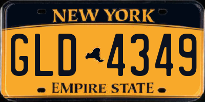 NY license plate GLD4349
