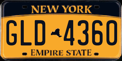 NY license plate GLD4360