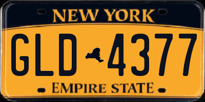 NY license plate GLD4377