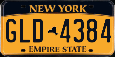 NY license plate GLD4384
