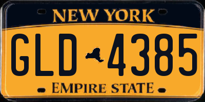 NY license plate GLD4385
