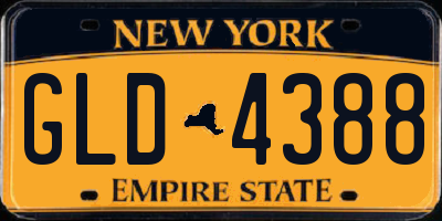 NY license plate GLD4388