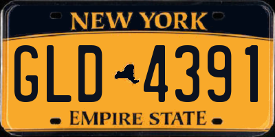 NY license plate GLD4391