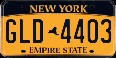 NY license plate GLD4403