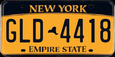 NY license plate GLD4418