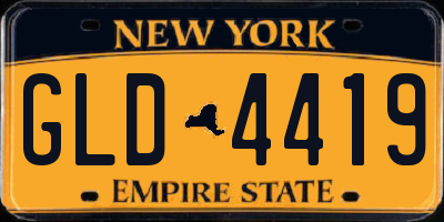 NY license plate GLD4419