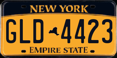 NY license plate GLD4423
