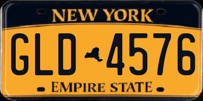 NY license plate GLD4576