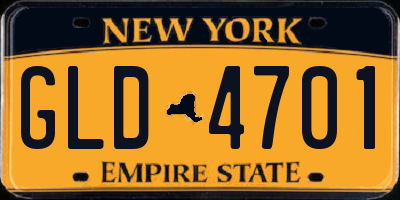 NY license plate GLD4701