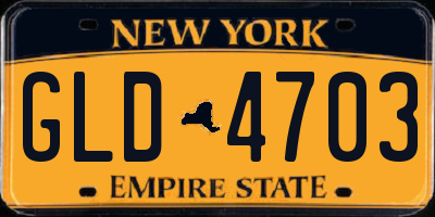 NY license plate GLD4703