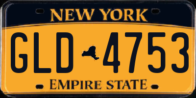 NY license plate GLD4753