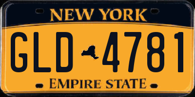 NY license plate GLD4781