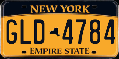 NY license plate GLD4784