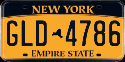 NY license plate GLD4786