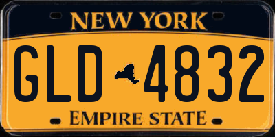 NY license plate GLD4832