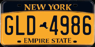NY license plate GLD4986