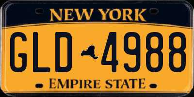NY license plate GLD4988