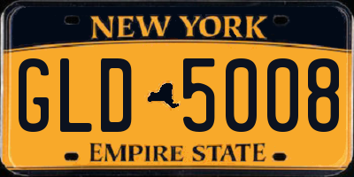 NY license plate GLD5008