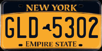 NY license plate GLD5302