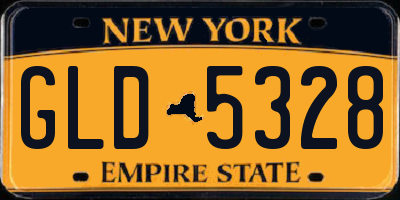 NY license plate GLD5328