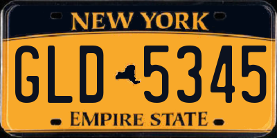 NY license plate GLD5345