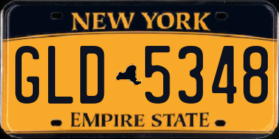 NY license plate GLD5348