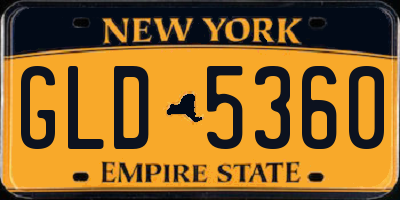 NY license plate GLD5360