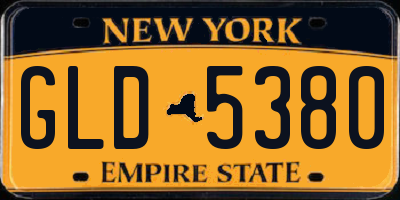 NY license plate GLD5380