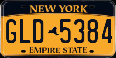 NY license plate GLD5384