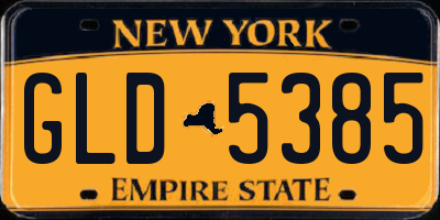 NY license plate GLD5385