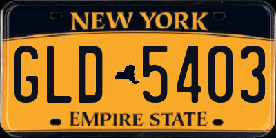 NY license plate GLD5403