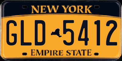 NY license plate GLD5412