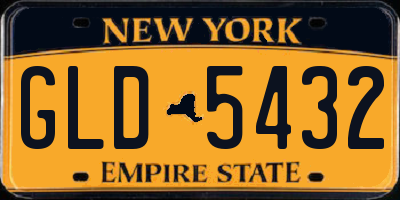 NY license plate GLD5432