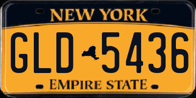 NY license plate GLD5436