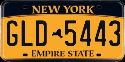 NY license plate GLD5443