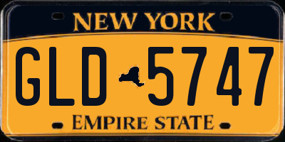 NY license plate GLD5747