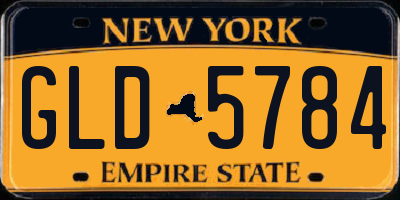 NY license plate GLD5784