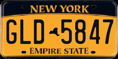 NY license plate GLD5847