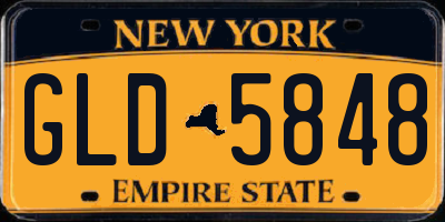 NY license plate GLD5848