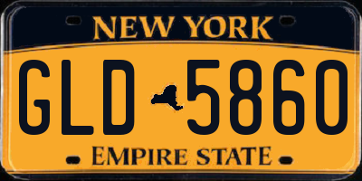 NY license plate GLD5860