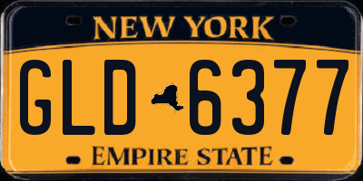 NY license plate GLD6377