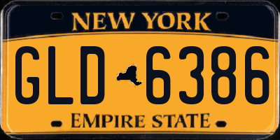 NY license plate GLD6386