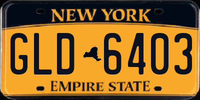 NY license plate GLD6403