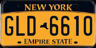 NY license plate GLD6610