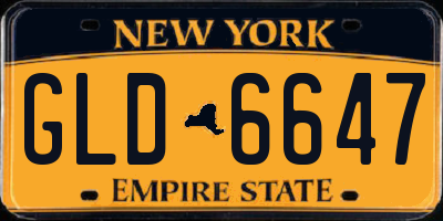 NY license plate GLD6647