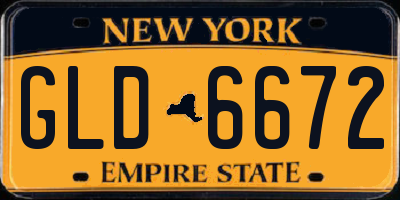 NY license plate GLD6672