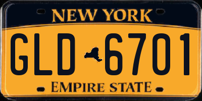 NY license plate GLD6701