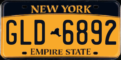 NY license plate GLD6892