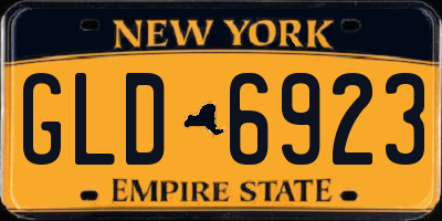 NY license plate GLD6923