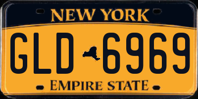 NY license plate GLD6969